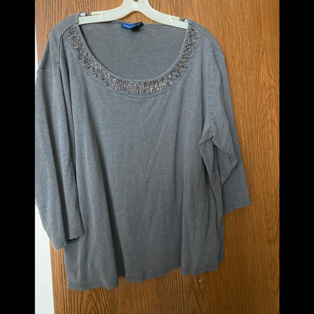 Karen Scott beaded neck sweater